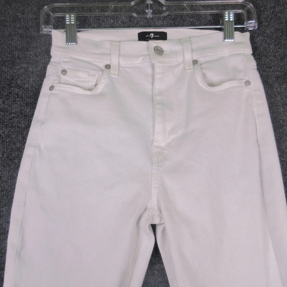 7 For All Mankind The High Waist Ankle Skinny Jeans Womens 25 White Denim